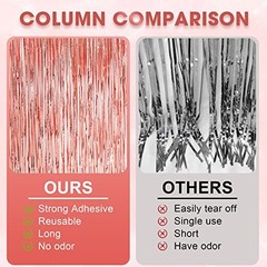 4 Pack Gold Foil Fringe Backdrop Curtains, 39.6″W x 98.4″L (Pack of 4) Rose