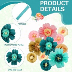 12 Pcs Large Colorful Tissue Paper Flowers 20″ Handcrafted Giant Fiesta Paper…