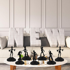 6 PCS 70’s Disco Party Decorations – Honeycomb Table Centerpiece & Toppers in Bl
