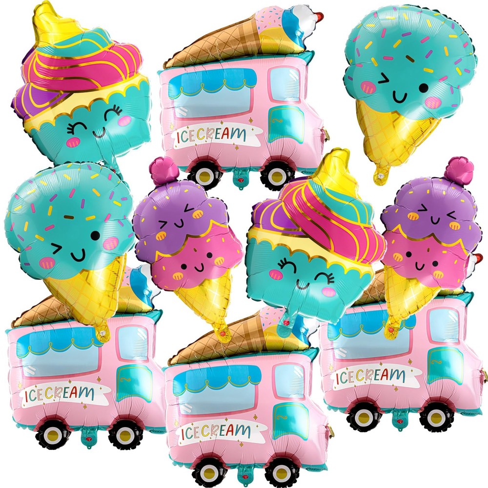 Sonwyoung 10 Pcs Ice Cream Balloons Ice Cream Party Decorations Cupcake Large…