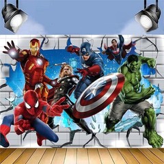 Avengers Superhero Spider-man Birthday Party Photo Background Banner Decorations