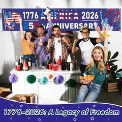 250th Anniversary American Banner, 1776-2026 250 Years USA Birthday Banner, 1…