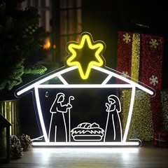 Christmas LED Sign Neon Light Bedside Night Lamp Room Home Wall Decor Lights USB