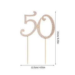 50 Cake Topper 50th Birthday Sparkly Rhinestone Cake Decoration, Sparkly Bli…