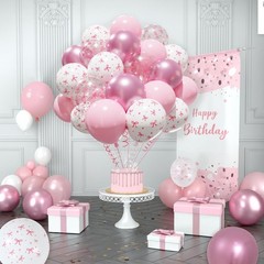 Pink Bow Balloons Set, 50 pcs 12 inch Metallic Pastel Pink White Transparent …