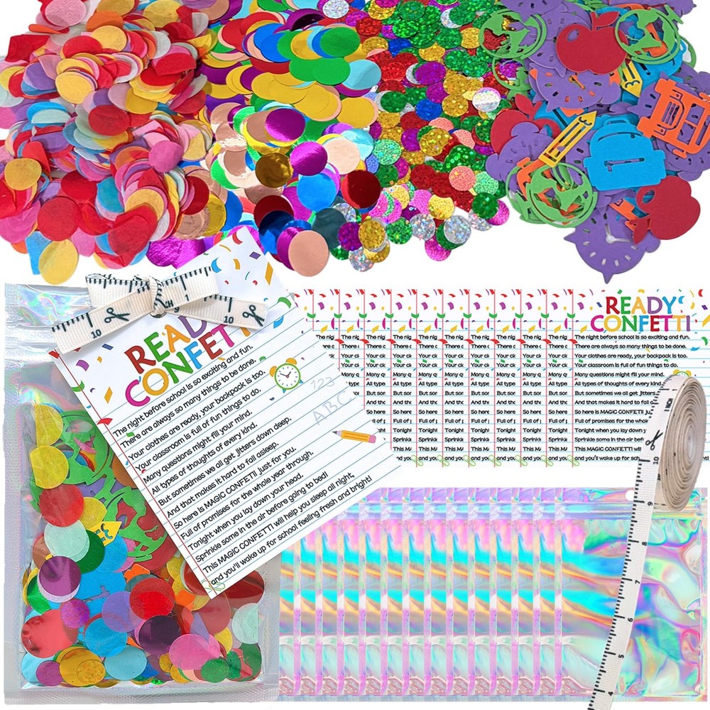 24 Sets Back to Ready Confetti Celebration Table Confetti Kit with Cards Ribb…