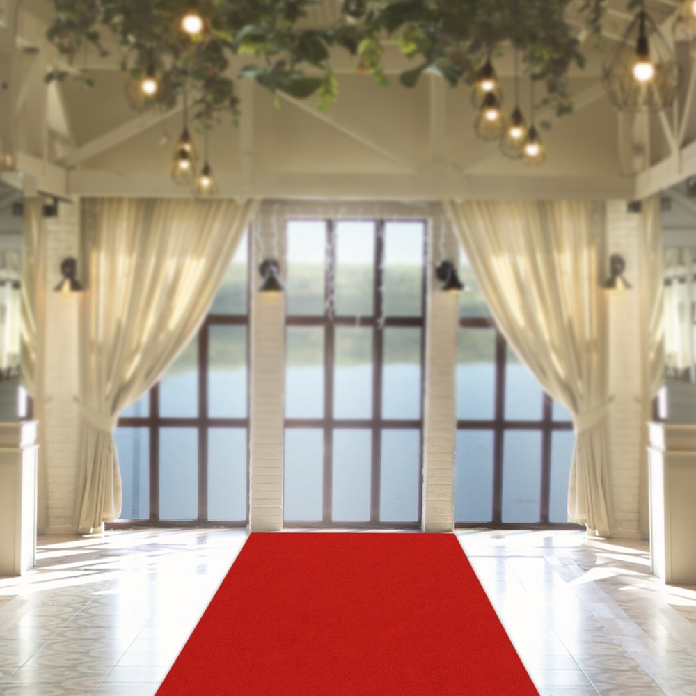 3×33Ft Red Carpet Runner Thickened Non-slip Runway Rug for Weddings Parties US
