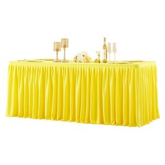 Party Talk 1 Pack Yellow Rectangle Table Clothes for 4 Foot Tables, Polyester Wr