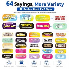64 Designs Funny Photo Booth Props, 32 Double Sided PVC Signs