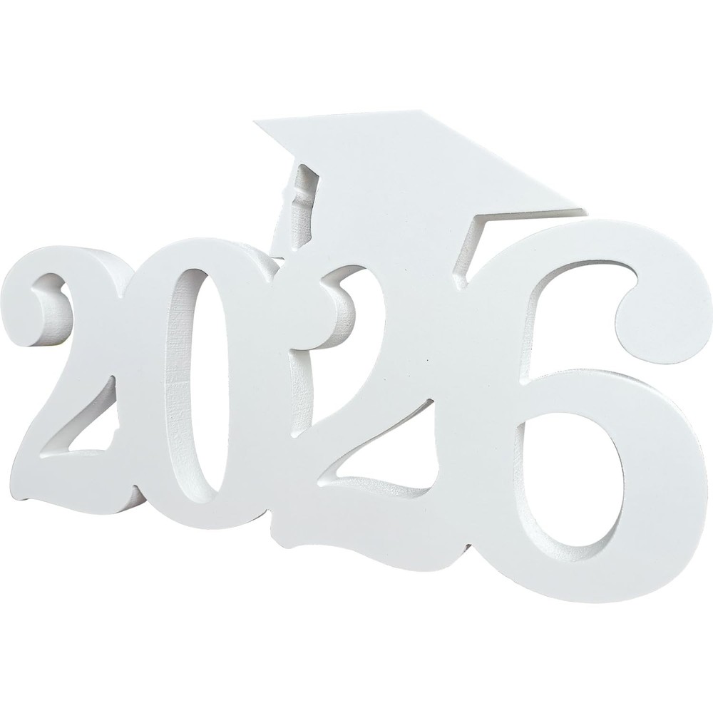 Class of 2026 Decorations Wood Centerpieces 13x7inch Double-sided Hollow Design