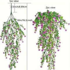 2Pcs Artificial Plant Hanging Flowers With Eucalyptus Leaves Greenery Vine