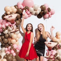 138Pcs Espresso Martini Balloon Garland Kit, Pink Brown Balloons Arch with Ma…