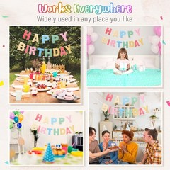 Felt Happy Birthday Banner, Pre-Strung 3D Birthday Rainbow Garland, Reusable …