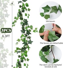 3 Strands Artificial Ivy Vines 6.3Ft Green Ivy Garland Faux Hanging Plants