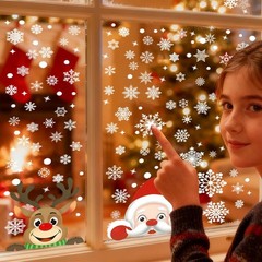 465 PCS 10 Sheet Double-Sided Christmas Window Clings, White 03