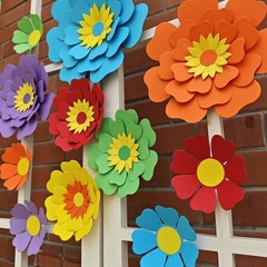 Rainbow Fiesta Decorations Multi-Color Paper Flower for Birthday Wedding Rain…