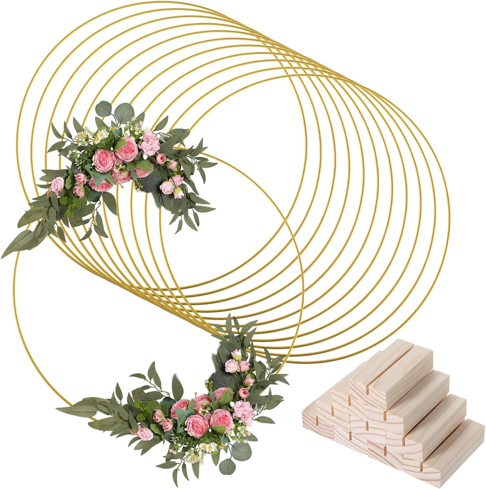12PCS Metal Floral Hoop Centerpiece Table Decorations, Metal Wreath Ring with 12