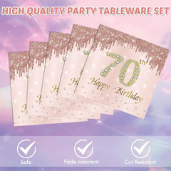 40Pcs 70Th Birthday Decorations for Women Rose Gold 70 Year Old Birthday Decorat