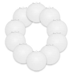 Quasimoon BULK CASE 6″ White Round Paper Lantern, Hanging Decorations, Even R…