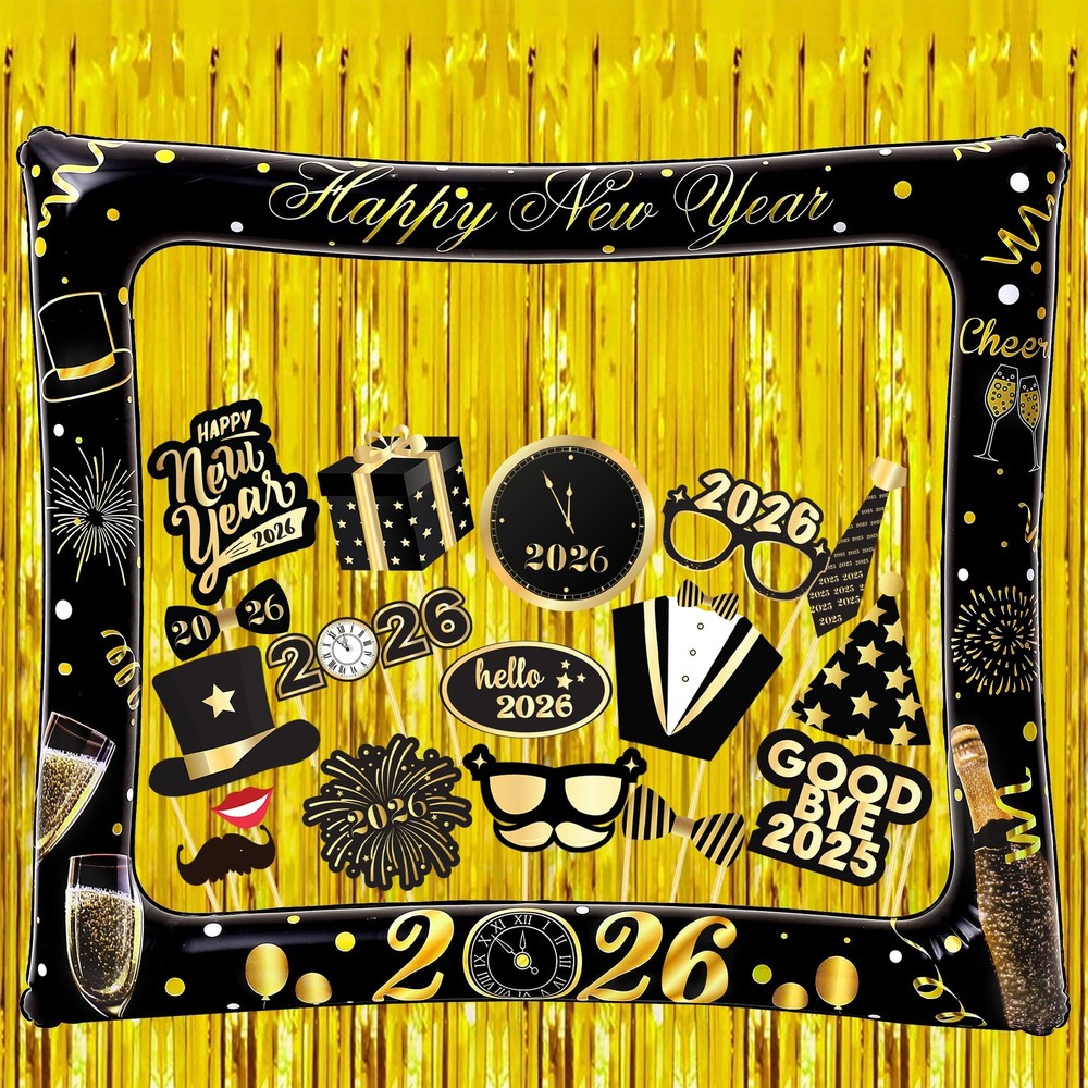 , New Years Photo Booth Props Frame Set – 30 Inch- Pack of 38 | New Years Eve…