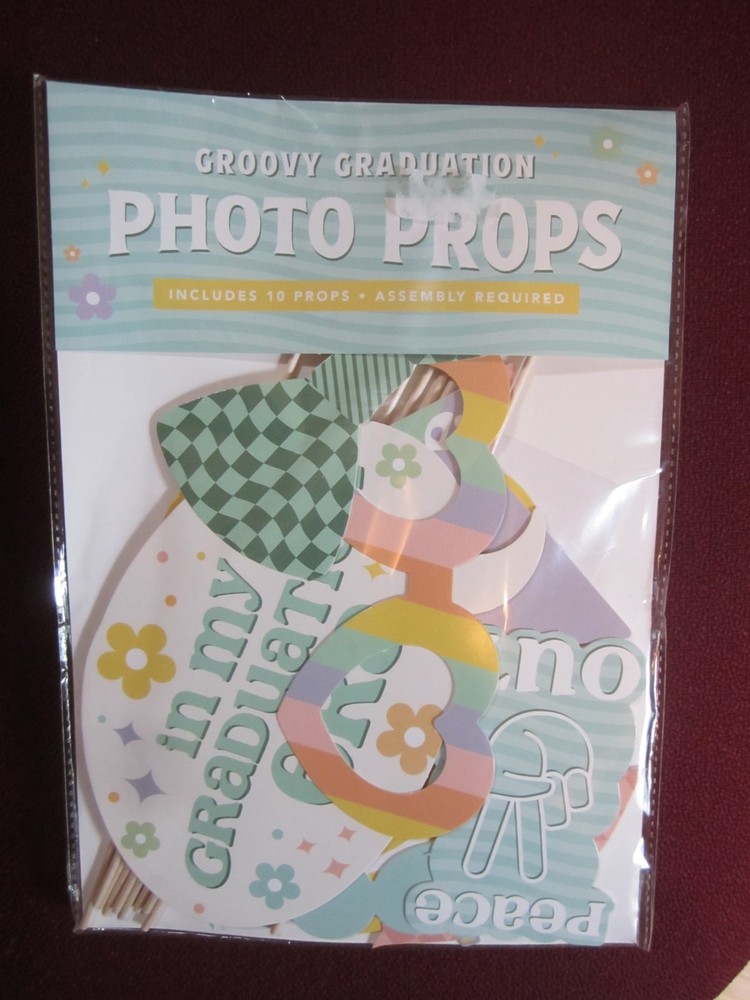 Groovy Graduation Photo Props New, Sealed Peace Hearts Cap and more All ages NEW