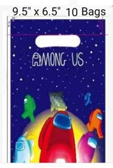 Among Us Party Supplies Bundle Cake, Banner, Treat Bags, Popcorn Boxes, Table