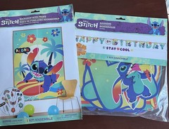 New Stitch Photo Backdrop with Props & Customizable Happy Birthday Banner Set