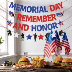 NO-DIY Memorial Day Decorations, Glitter Memorial Day Banner Remember And Hon…
