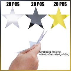 Stars Cutouts 6 Inch Double Printed Paper Star Cardboard Decor Mixed 60 PCS