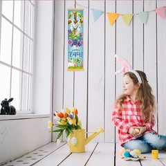 Happy Easter Door Banners, Religious Jesus Christian Cross Front Porch Banner…