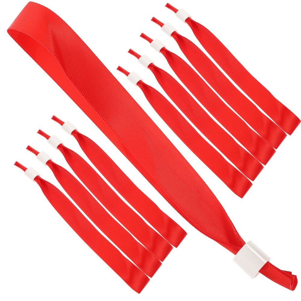 10Pcs Reusable Red Silk Wristbands for Concerts Event Wrist Strap Accessories
