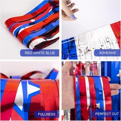 Memorial Day & Independence Day Decor: 3-Pack Tinsel Fringe Curtains 3.3×6.6 ft