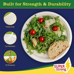 7” Compostable Plates, 125-Pack | Biodegradable Sugarcane | Sturdy, Microw