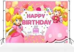 Super Mario Princess Peach Birthday Backdrop Castle Background Photo Banner