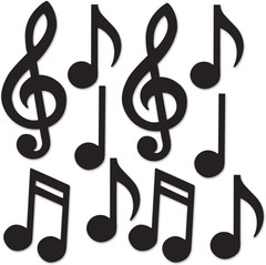 Mini Siluetas De Notas Musicales (Paquete De 10), 5.5″-10.25″, Negro
