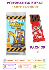Personalised Construction KitKat Wrappers Digger Party Favours UK