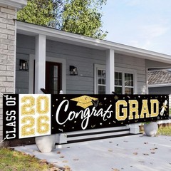 Graduation Banner Class of 2026 – Large 19.7 x 118.1 inches, Black Gold