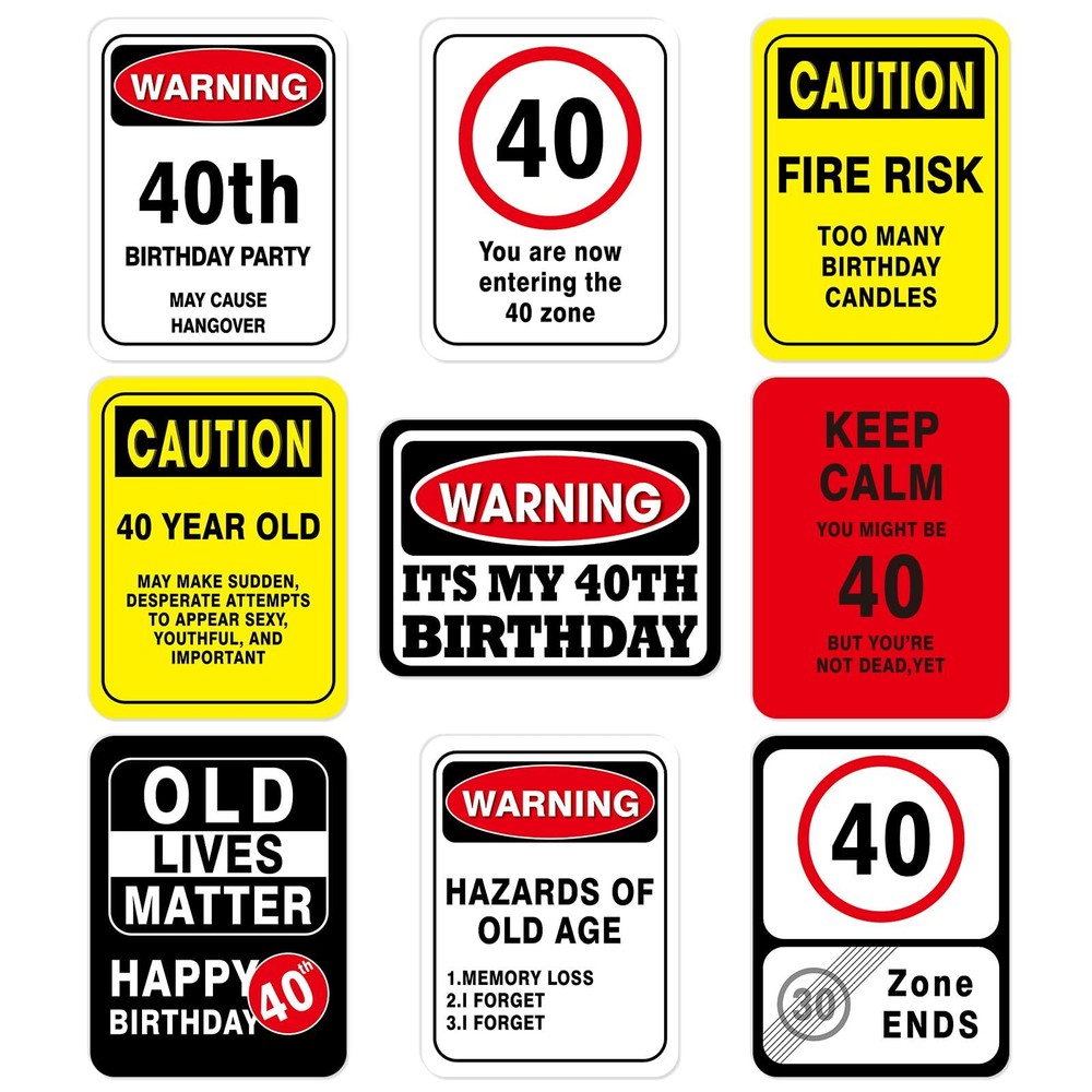 40th Birthday Decorations 9 Pcs Funny Centerpieces & Banner for Men & Women