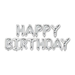 Silver Happy Birthday Air Filled Balloon Banner 16 Pieces by Way To Celebrate