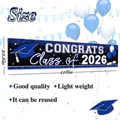 2026 Graduation Yard Sign Large Congrats Grad Banner Blue Class of 2026 Banne…