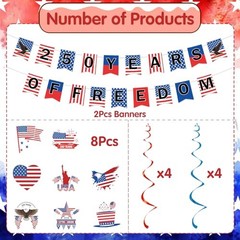 250 Anniversary party Decorations – 10 pcs 250 Years of Freedom Banner