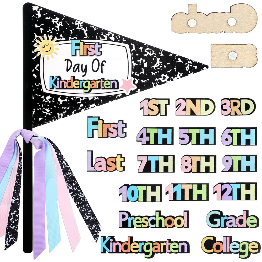 Composition Book First Last Day School Flag Kit Ribbons 23 PCS Photo Prop