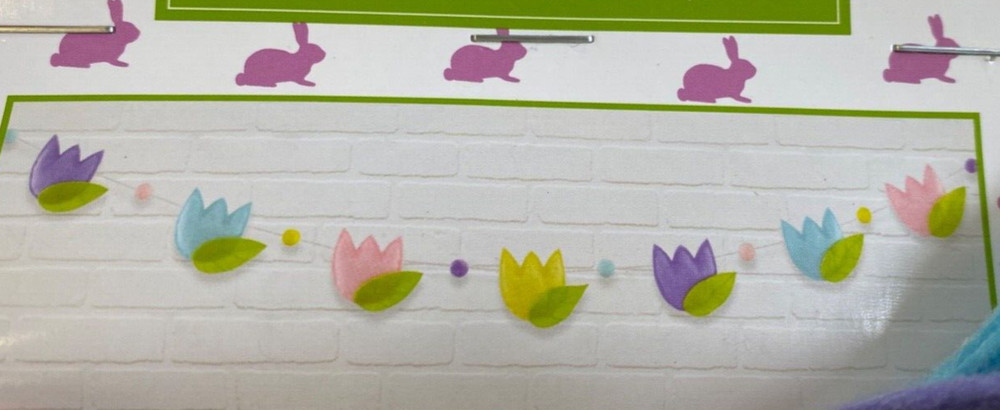 Felt tulip Garland Banner 72″ photo props room decor Easter hunt party