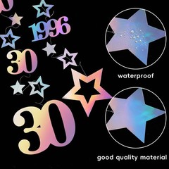 Iridescent 30th Decorations for Him Her, Pre-Strung Glitter Twinkle Number Vi…