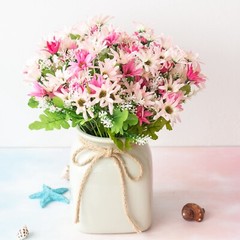 4 Artificial Daisy Flower Branches with 18 Heads for Joyful Weekend Party Decor