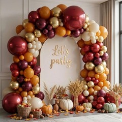 Burgundy Burnt Orange Balloon Arch Kit – Boho Fall Balloon Garland with Metal…