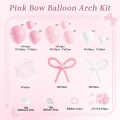 Coquette Balloons Set 199PCS, Pink Bow Garland, Bachelorette Party, Pink
