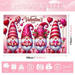 BlissYard Valentine’s Day Gnome Banner LOVE Heart 71*43 Inch, Romantic Hearts