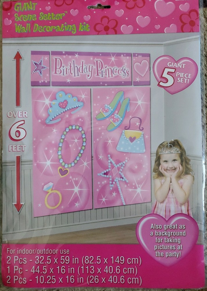 Birthday Princess – 6 ft Scene Setter HAPPY BIRTHDAY Party Wall BACKDROP-5 Piece