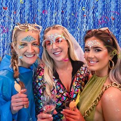 Blue Backdrop Wavy Tinsel Foil Fringe Curtains for Parties 2 Pack, Dark